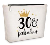 GevGuxLuo Trousse de maquillage 30e anniversaire pour femme, cadeau d'anniversaire de 30 ans pour maman, épouse, tante, amie, elle, qui tourne 30 sacs cosmétiques et 30 fabuleux sacs de voyage, blanc,