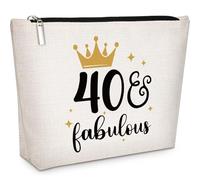 GevGuxLuo Trousse de maquillage pour 40e anniversaire pour femme, cadeau d'anniversaire de 40 ans pour maman, épouse, tante, amie, elle, tournage de 40 sacs à cosmétiques et 40 fabuleux sacs de