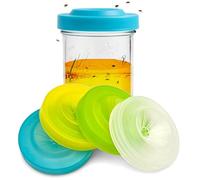 GEVOLI Lot de 4 Couvercles de Pièges à Mouches des Fruits pour Bocaux Mason à Large Goulot - Réutilisables, Naturels et Non Toxiques