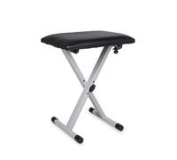 GEWA banc de clavier argenté, réglable en hauteur 3 positions, assise en similicuir noir 43x31 cm, rembourrage 3 cm