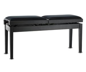 GEWA Banc de piano Deluxe Double, noir mat | Durable et robuste, charge de rupture élevée, surface d'assise de 44 x 29 cm, housse de siège en velours