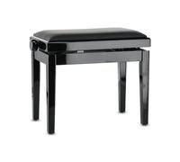 Gewa Banc de Piano Deluxe Vinyl - Noir Brillant - Bois Massif - Housse d'assise en Vinyle - Assise 52x30cm - Réglable en Hauteur - Fixation Haute résistance - Charge de Rupture 2t