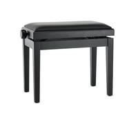GEWA Banc de Piano Deluxe Vinyl - Noir Mat - Bois Massif - Housse d'assise Vinyle - 52x30cm Assise - Réglable en Hauteur - Fixation Haute résistance - Charge de Rupture 2t