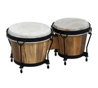 GEWA, Bongo, Naturel, Diamètre 6" + 7", Cerclages traditionnels, Accastillage noir, Peau naturelle