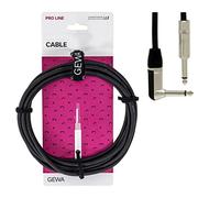 GEWA Câble d'instrument Mono Pro Line 3m, noir, jack mono 6,3 mm - jack mono coudé 6,3 mm, 190520