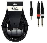 GEWA Câble en Y Basic Line 1,5m, noir, 1x jack stéréo 3,5mm - 2x jack mono 6,3mm, 190120