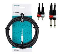 GEWA, Double câble Basic Line, 3m, noir, 2x 6,3 mm Jack mono - 2x RCA