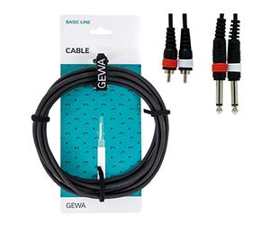 GEWA, Double câble Basic Line, 3m, noir, 2x 6,3 mm Jack mono - 2x RCA