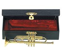 GEWA Instrument miniature - Trompette en laiton - Poli couleur or - Longueur env. 15 cm - Instrument décoratif en étui - Idée cadeau pour les mélomanes