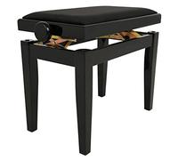 Gewa Juan Miguel Navarrez Banc de Piano Élégance Noir Brillant - Bois Massif - Réglable en Hauteur grâce à Un mécanisme à Ciseaux - Revêtement de siège en Velours Noir