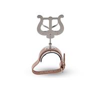 GEWA Porte-partitions de marche Flûte - Nickelé - Grande Lyra - 2 poussoirs - Bracelet en cuir avec plaque en aluminium