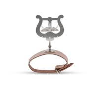 GEWA Porte-partitions de marche Flûte - Nickelé - Grande Lyra - 2 poussoirs - Fonctionnement à une main - avec bracelet en cuir