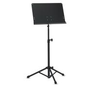 GEWA Pupitre d'orchestre pliable Métal Plateau plein amovible Socle en fonte Hauteur 68–118 cm Noir