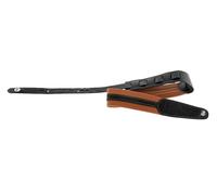 GEWA sangle de guitare série Prestige, cuir véritable, largeur 65 mm, longueur 103-139 cm, verrous de sécurité - chrome, dry sand/black - brun moyen/noir, fait main en Europe