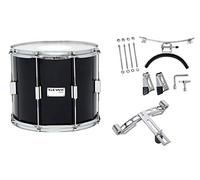 GEWA tambour de marche/tambour ténor, fût en bouleau noir, 14 x 10", 8 tirants, peaux Remo USA, incl. plaque perforée et support de genou