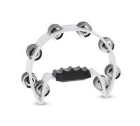 GEWA Tambourin demi-lune - 16 paires de cymbalettes chromées - double rangée - blanc