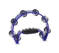 GEWA Tambourin Demi lune - 16 paires de cymbalettes chromées - Double rangée - couleur bleu