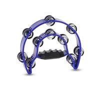 GEWA Tambourin Demi lune - 20 paires de cymbalettes chromées - Double rangée - couleur bleu