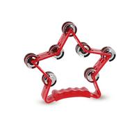 GEWA Tambourin Etoile - 14 paires de cymbalettes chromées - Double rangée - couleur rouge
