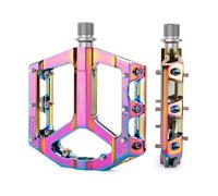 GEWAGE Lot de pédales de vélo pour VTT - Pédales plates pour VTT et vélo gravel - Antidérapantes et durables - Alliage d'aluminium - Usinées CNC - Axe 9/16" - Installation facile - Multicolore