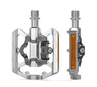 GEWAGE Pédales Automatiques VTT 2 en 1 avec Réflecteurs - Côté Plateforme et Côté à 2 Trous, Aluminium CNC, Axe CrMo, Bagues du Étanches, Filetage 9/16"
