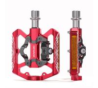 GEWAGE Pédales Automatiques VTT 2 en 1 avec Réflecteurs - Côté Plateforme et Côté à 2 Trous, Aluminium CNC, Axe CrMo, Bagues du Étanches, Filetage 9/16"