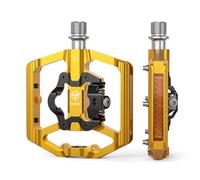 GEWAGE Pédales Automatiques VTT 2 en 1 avec Réflecteurs - Côté Plateforme et Côté à 2 Trous, Plateforme 110 mm, 3 Roulements Étanches, Tension Réglable, Filetage 9/16"