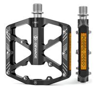 GEWAGE Pédales De Vélo avec Bandes Réfléchissantes, 3 Roulements Scellés Plateforme De Vélo en Aluminium CNC Antidérapante Pédales 9/16 "pour Vélo De Route VTT E-Bike. (Noir)