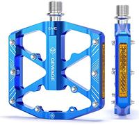 GEWAGE Pédales De Vélo avec Bandes Réfléchissantes, 3 Roulements Scellés Plateforme De Vélo en Aluminium CNC Antidérapante Pédales 9/16 "pour Vélo De Route VTT E-Bike. (Bleu)