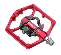 GEWAGE Pédales de vélo de Montagne - Pédales Plates à Double Fonction et pédales SPD - Pédales à Plate-Forme 9/16" compatibles avec SPD pour vélo de Montagne BMX (Rouge)