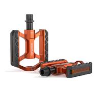 GEWAGE Pédales de vélo en Aluminium - Petites et légères - 3 paliers étanches, axe en Acier chromoly, Plateforme antidérapante avec réflecteur - VTT, Trekking, Ville et Vélo pour Enfants. (Orange)