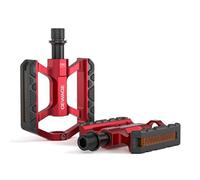 GEWAGE Pédales de vélo en Aluminium - Petites et légères - 3 paliers étanches, axe en Acier chromoly, Plateforme antidérapante avec réflecteur - VTT, Trekking, Ville et Vélo pour Enfants. (Rouge)