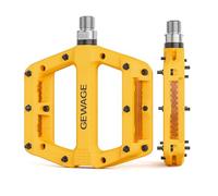 GEWAGE Pédales de vélo, en Fibre de Nylon, avec réflecteurs, 9/16", antidérapantes, légères, avec 3 roulements, pour vélo de Route, VTT, vélo électrique (Jaune)