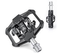 GEWAGE Pédales Vélo SPD Double Fonction - Plateau/Clipless, 3 Roulements Étanks, Aluminium Léger 9/16" avec Picots pour VTT et Route,vélo de Gravier (Noir-S)