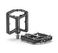 GEWAGE Pédales VTT - Aluminium usiné CNC, Grande Surface, 16 Picots antidérapants remplaçables, roulement à Aiguilles + roulement à Billes 638, sablé & anodisé, idéal pour VTT & Gravel (Noir)