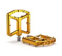 GEWAGE Pédales VTT - Aluminium usiné CNC, Grande Surface, 16 Picots antidérapants remplaçables, roulement à Aiguilles + roulement à Billes 638, sablé & anodisé, idéal pour VTT & Gravel (Or)