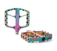 GEWAGE Set de pédales VTT - Pédales de vélo CNC en Aluminium, axe en Acier chromé, roulement à Billes & système d'étanchéité pour MTB, Gravel, Trekking - Idéal pour Downhill & Trail (Irisé)