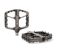 GEWAGE Set de pédales VTT - Pédales de vélo CNC en Aluminium, axe en Acier chromé, roulement à Billes & système d'étanchéité pour MTB, Gravel, Trekking - Idéal pour Downhill & Trail (Gris Acier)