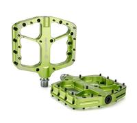 GEWAGE Set de pédales VTT - Pédales de vélo CNC en Aluminium, axe en Acier chromé, roulement à Billes & système d'étanchéité pour MTB, Gravel, Trekking - Idéal pour Downhill & Trail (Vert Fluo)