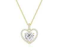 geweio Collier en moissanite 2 carats en forme de cœur pour femme, cadeau pour femme, mariage, anniversaire, anniversaire de mariage, plaqué or blanc / plaqué or blanc, boîte cadeau avec lumière LED