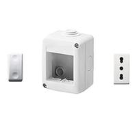 Gewiss Conteneur pour appareils 27 Combi protégé 2 Places Gris RAL 7035 IP40 avec 1 Prise bivalente Blanche, 1 Interrupteur Blanc