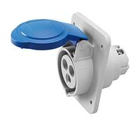 Gewiss Gw62205h basse tension à vis câblage à 10 degrés coudé d'encastrement Socket-outlet, haute performance, IP44/IP54, 6 Référence, 2P + E Pole, 200 V-250 V, 16 A, 50 Hz/60 Hz, Bleu