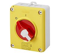 GEWISS INTERRUPTEUR SECTIONNEUR - HP - URGENCE - en BOÎTIER ISOLANT - 25A 4P - POIGNÉ ROUGE CADENASSABLE - IP66/67/69