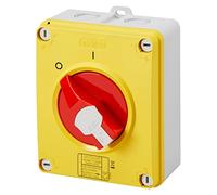 Gewiss INTERRUPTEUR SECTIONNEUR - HP - URGENCE - en BOÎTIER ISOLANT - 32A 4P - POIGNÉ ROUGE CADENASSABLE - IP66/67/69