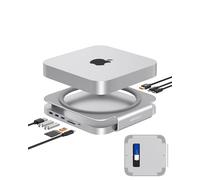 GEWOKLIY Station d'accueil et support pour Mac Mini Studio avec boîtier SSD pour NVME/SATA M.2, adaptateur HDMI 4K 10 Gbit/s USB A/C, lecteur de carte TF/SD, station d'accueil pour Mac mini M1/M2 et