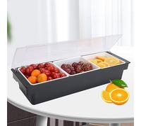 Gewürzserver Distributeur d'épices Récipient à 3 compartiments,Plateau avec couvercle rabattable Bac à fruits Trois plateaux Convient pour buffet de restaurant et bar Réfrigérateur de pique-nique Barb