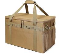Gexgune Sac de Rangement Tactique pour Camping - Sac fourre-Tout 45 L Organisateur de Vaisselle Multifonction Ensemble de casseroles Pack de Pique-Nique Pack de Glace Carte Rangement pour (Tan)