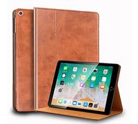 Gexmil Coque pour iPad 10,2 Pouces Cover,9ème/8ème/7ème Génération(2021/2020/2019) Étui en Cuir Véritable,Sommeil/Réveil Automatique,Stand Réglable,Antidérapant,Huile Cire Cuir Marron