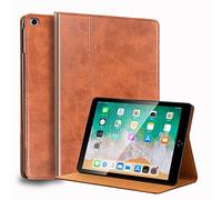 Gexmil Coque pour iPad 9,7 Pouces Cover,6ème/5ème Génération(2018/2017)-iPad Air 2/1 Gen. Étui en Cuir Véritable,Sommeil/Réveil Automatique,Stand Réglable,Antidérapant,Huile Cire Cuir Marron