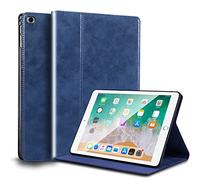 Gexmil Coque pour iPad Mini 7,9 Pouces Cover,5ème/4ème/3ème/2ème/1ème Génération(2019/2015/2014/2013/2012) Étui en Cuir Véritable,Sommeil/Réveil Automatique,Stand Réglable,Huile Cire Cuir Bleu